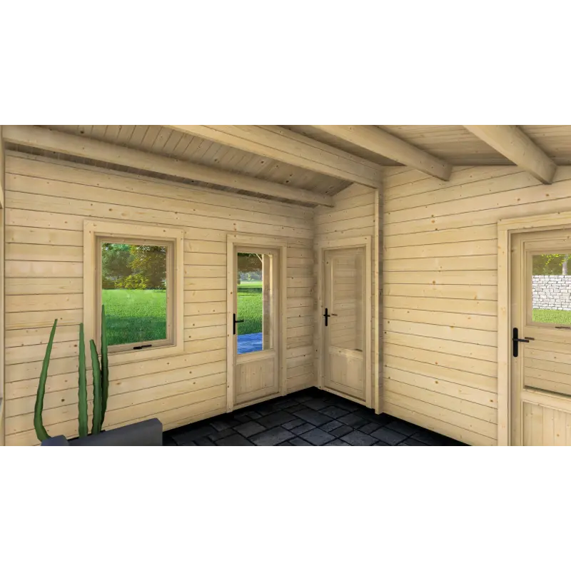 Remise en bois ZOE 6x4.5, 68mm, intérieur