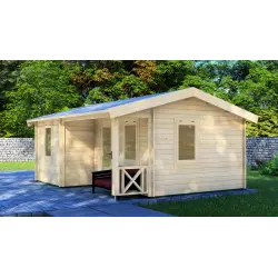 Remise en bois ZOE 6x4.5, 68mm, façade côté droit