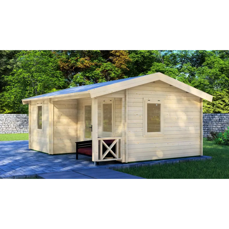 Remise en bois ZOE 6x4.5, 68mm, façade côté droit