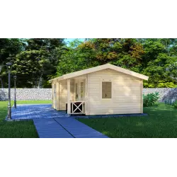 Remise en bois ZOE 6x4.5, 68mm, côté droit