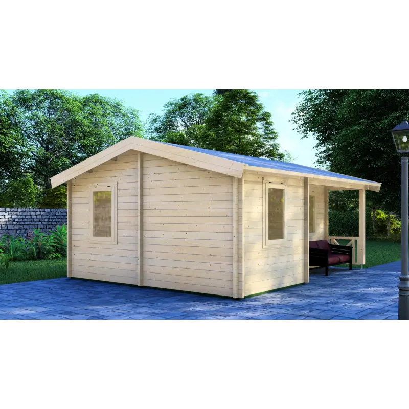 Remise en bois ZOE 6x4.5, 68mm, côté gauche