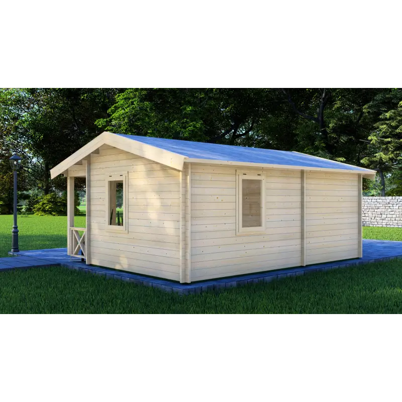 Remise en bois ZOE 6x4.5, 68mm, vue arrière côté droit