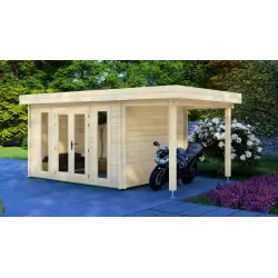 Abri de jardin GWEN 5x3, 44mm, façade côté droit