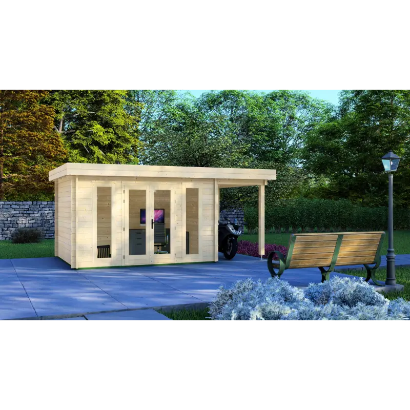 Abri de jardin GWEN 5x3, 44mm, vue frontale