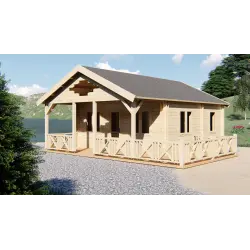 Chalet bois SAMANTHA 6x8, 68mm, façade côté droit