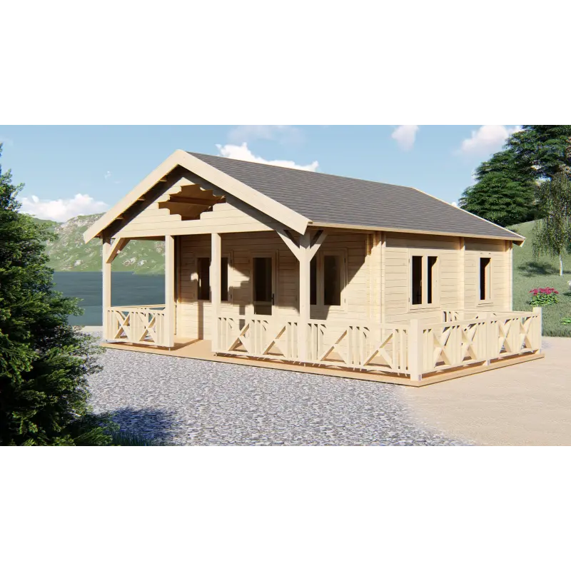 Chalet bois SAMANTHA 6x8, 68mm, façade côté droit