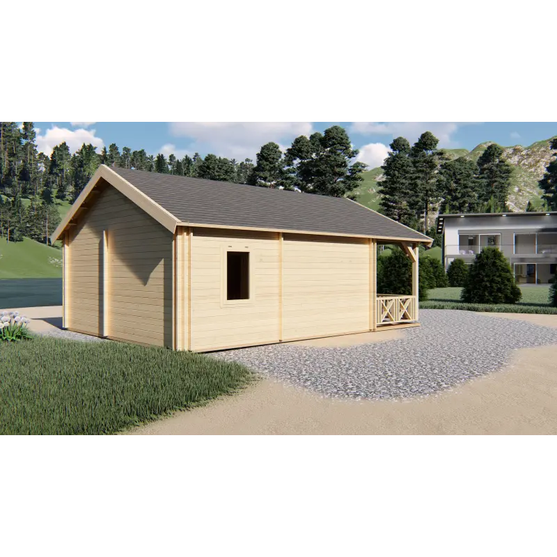 Chalet bois SAMANTHA 6x8, 68mm, vue arrière