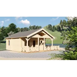 Chalet bois SAMANTHA 6x8, 68mm, vue frontale