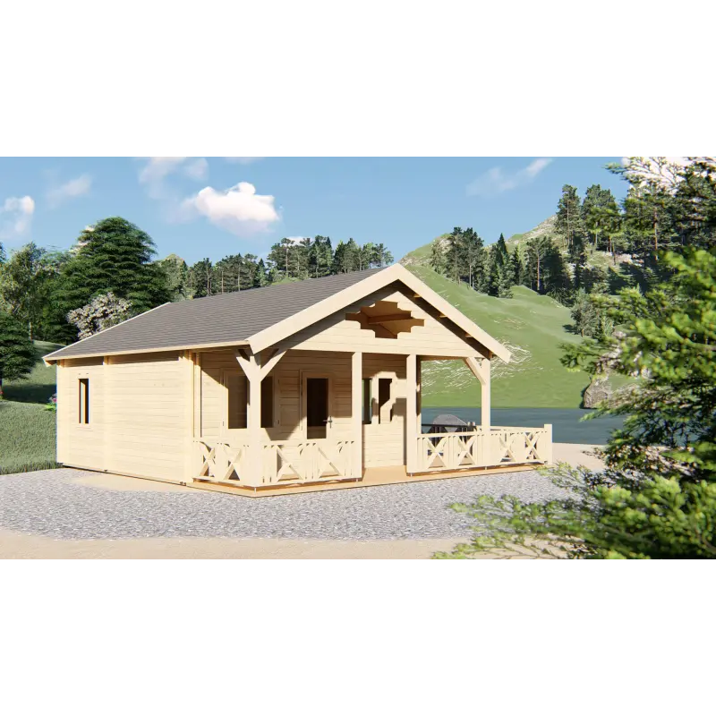 Chalet bois SAMANTHA 6x8, 68mm, vue frontale