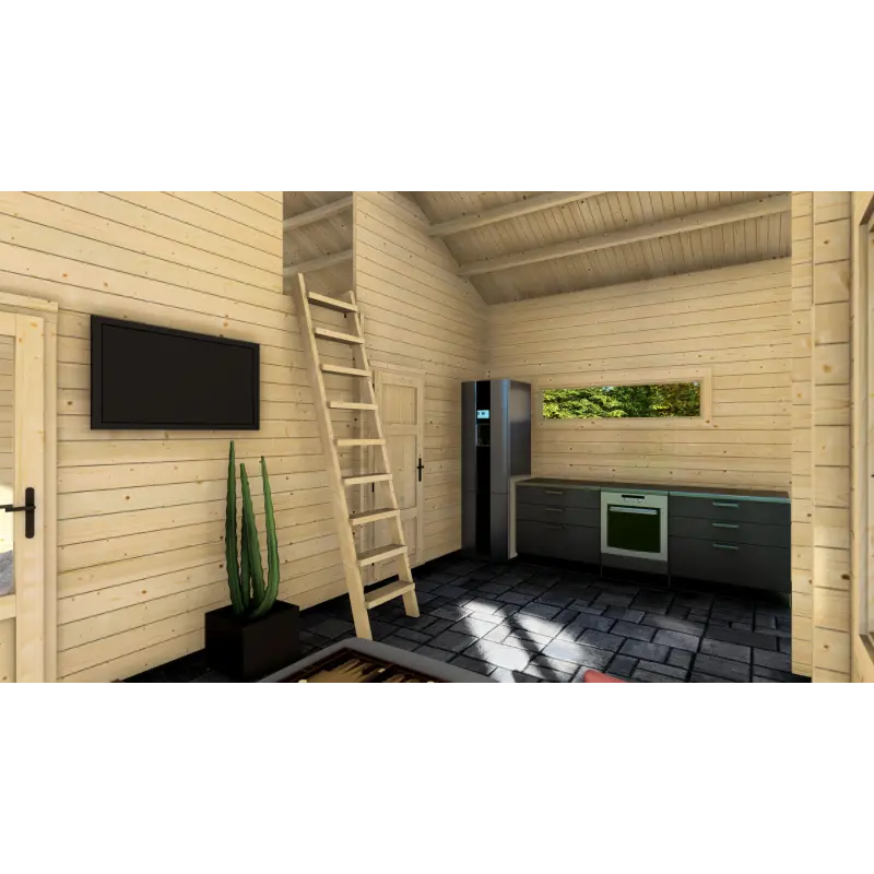 Chalet bois SAMANTHA 6x8, 68mm, intérieur