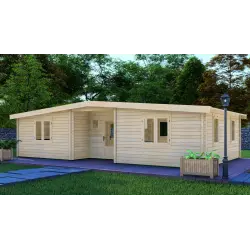 Chalet bois ELETTRA 10.5x6, 68mm, façade côté droit