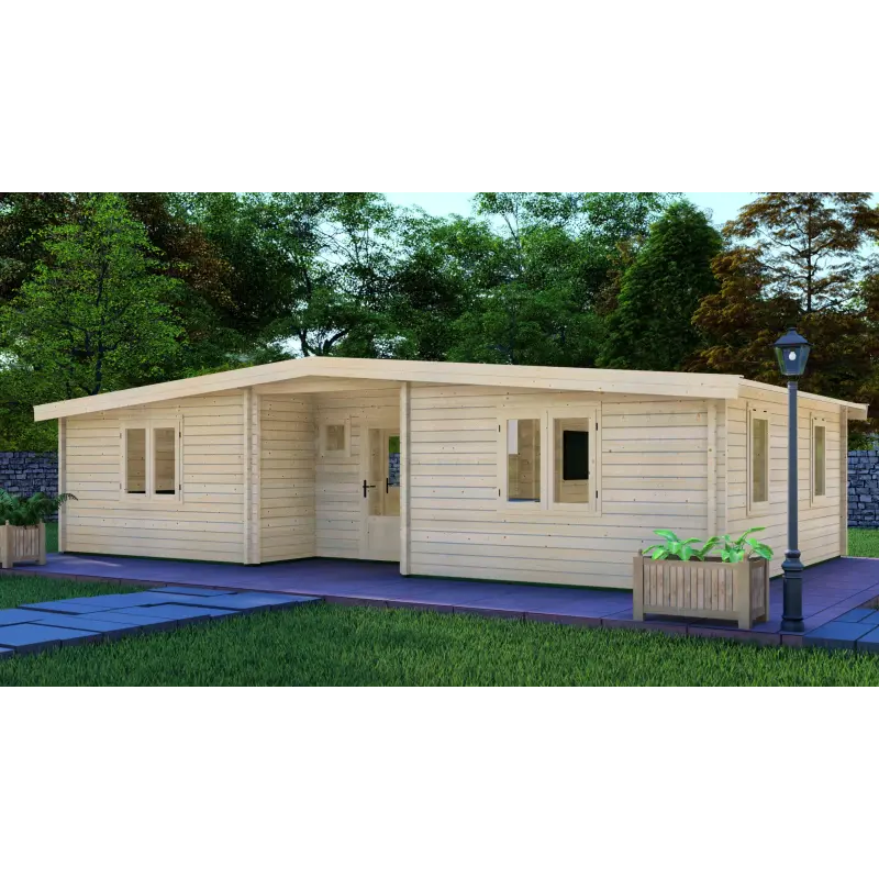 Chalet bois ELETTRA 10.5x6, 68mm, façade côté droit