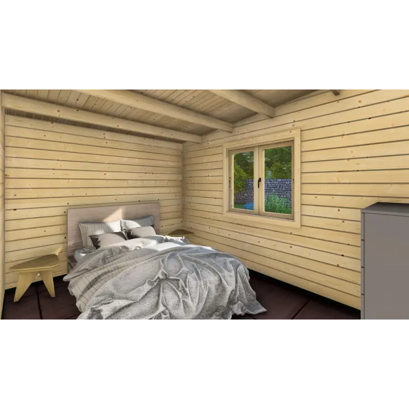 Chalet bois ELETTRA 10.5x6, 68mm, intérieur chambre principale A