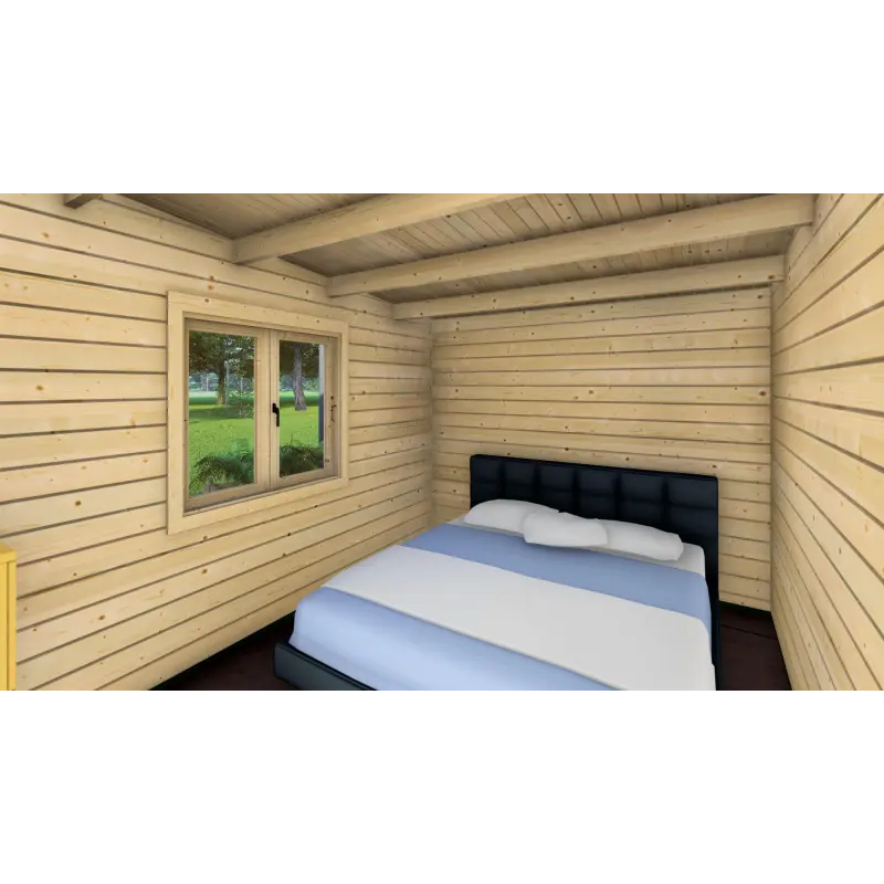 Chalet bois ELETTRA 10.5x6, 68mm, intérieur chambre principale B