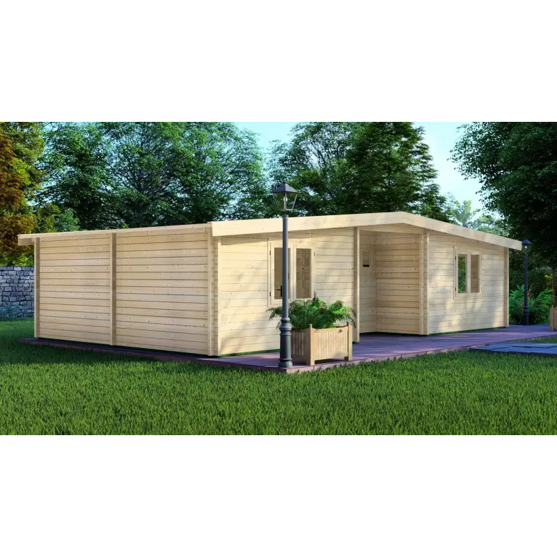 Chalet bois ELETTRA 10.5x6, 68mm, côté gauche