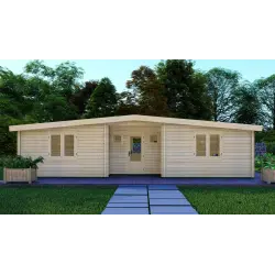 Chalet bois ELETTRA 10.5x6, 68mm, vue frontale