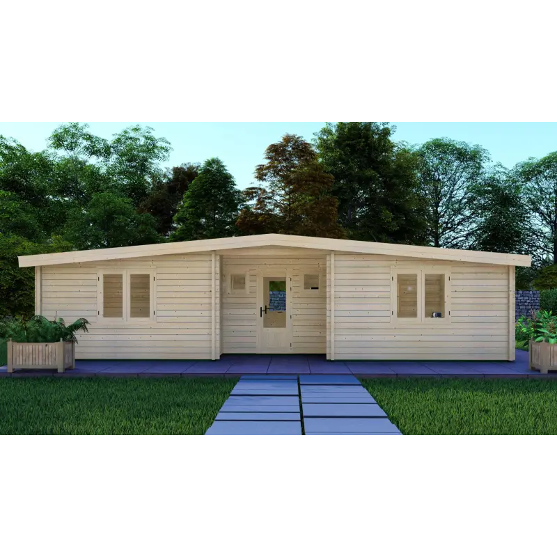 Chalet bois ELETTRA 10.5x6, 68mm, vue frontale