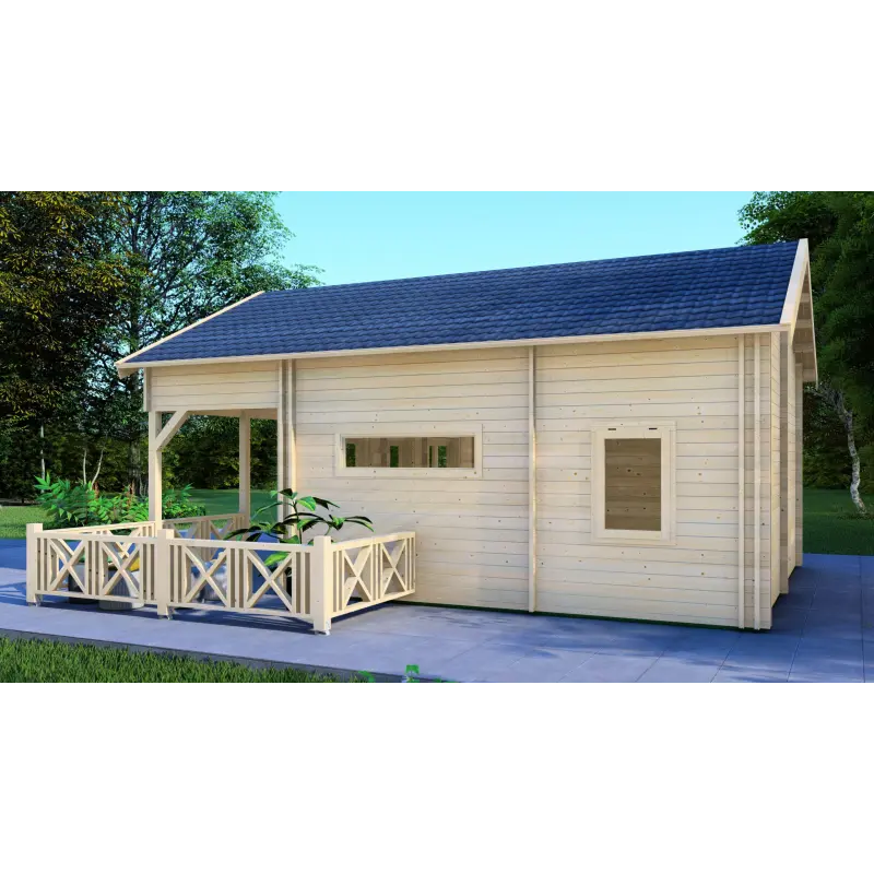 Maison en bois VANESSA 6x8, 44/100/44mm, côté droit