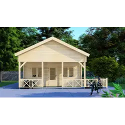 Maison en bois VANESSA 6x8, 44/100/44mm, vue frontale