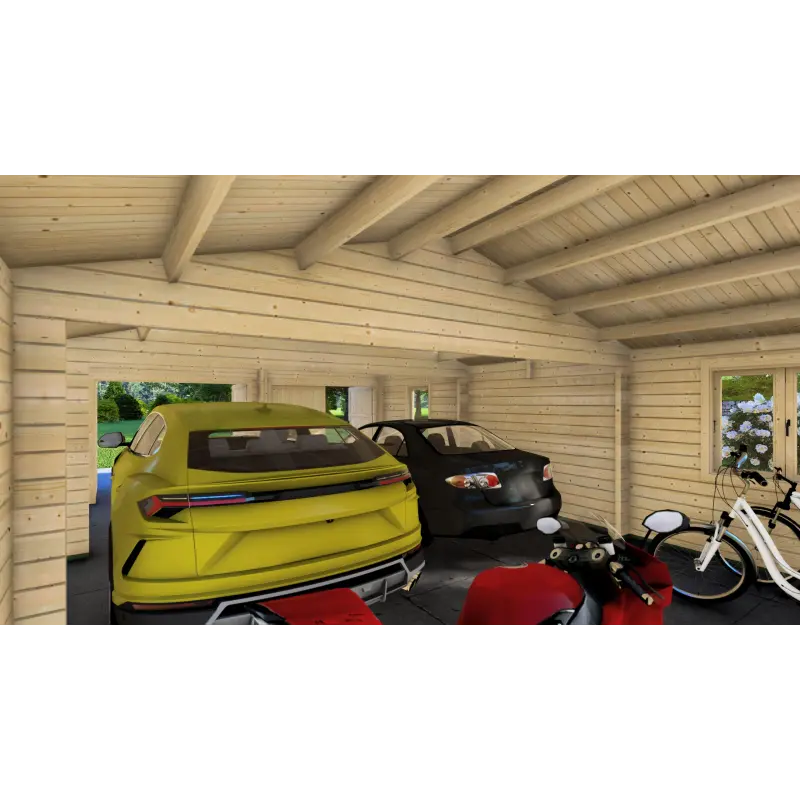 Garage double en bois 6x9, 68mm, intérieur