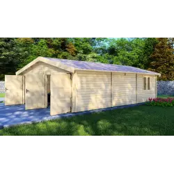 Garage double en bois 6x9, 68mm, façade côté droit