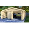 Garage double en bois 6x9, 68mm, vue frontale